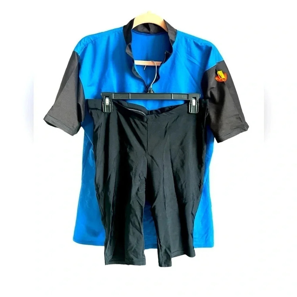Men’s Cycling Jersey & Shorts Set Blue Black Made in Italy Size XL